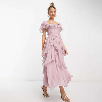 Robe longue estivale à volants
