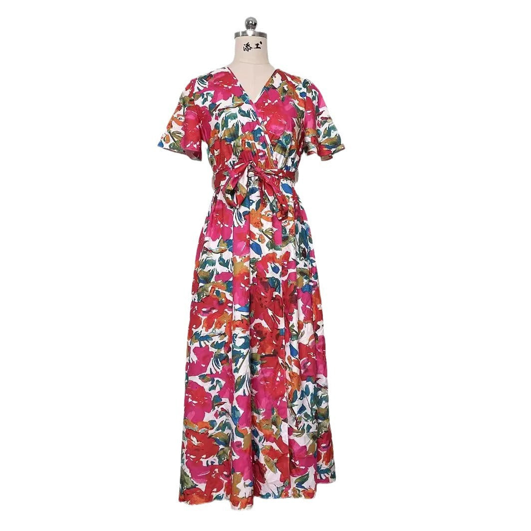 Robe midi estivale florale avec fente
