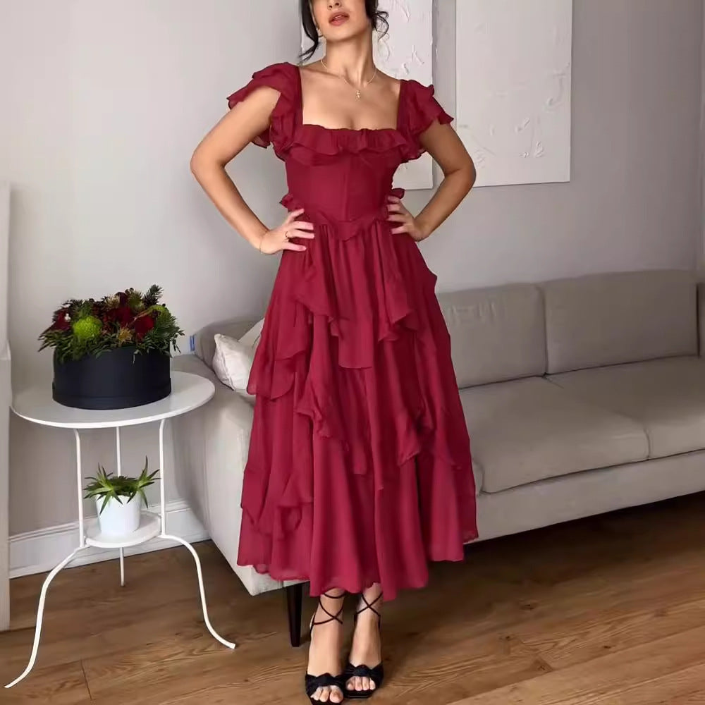 Robe longue estivale à volants