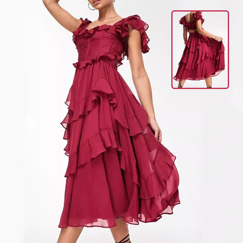 Robe longue estivale à volants