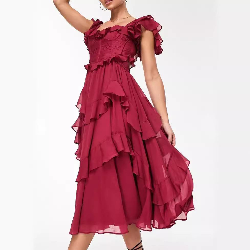 Robe longue estivale à volants