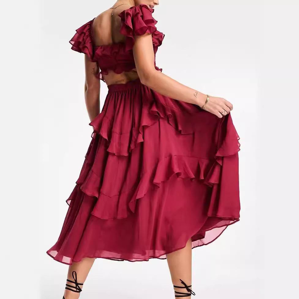 Robe longue estivale à volants