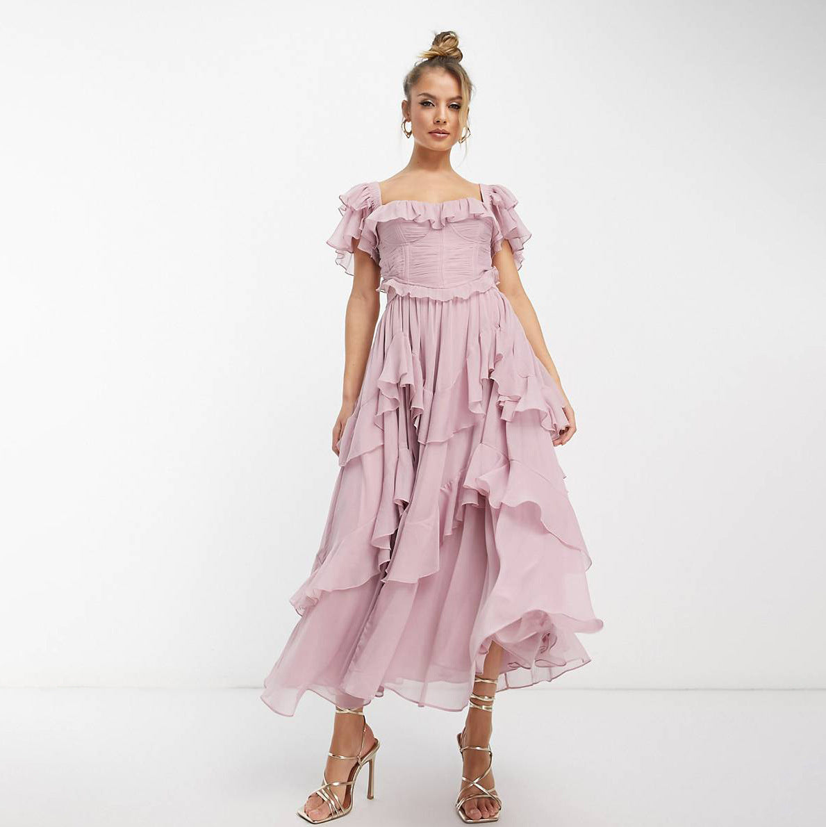 Robe longue estivale à volants