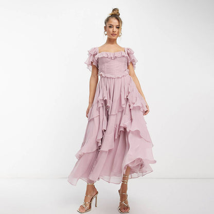 Robe longue estivale à volants
