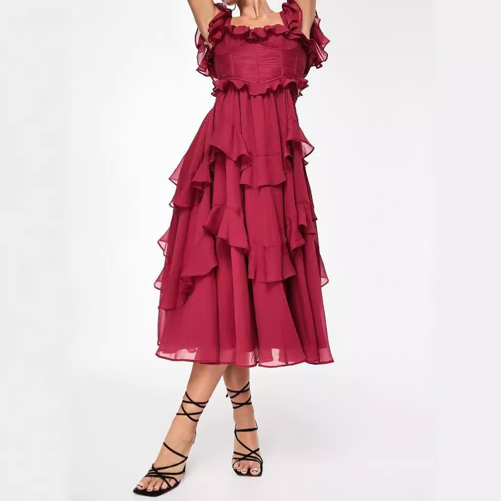 Robe longue estivale à volants
